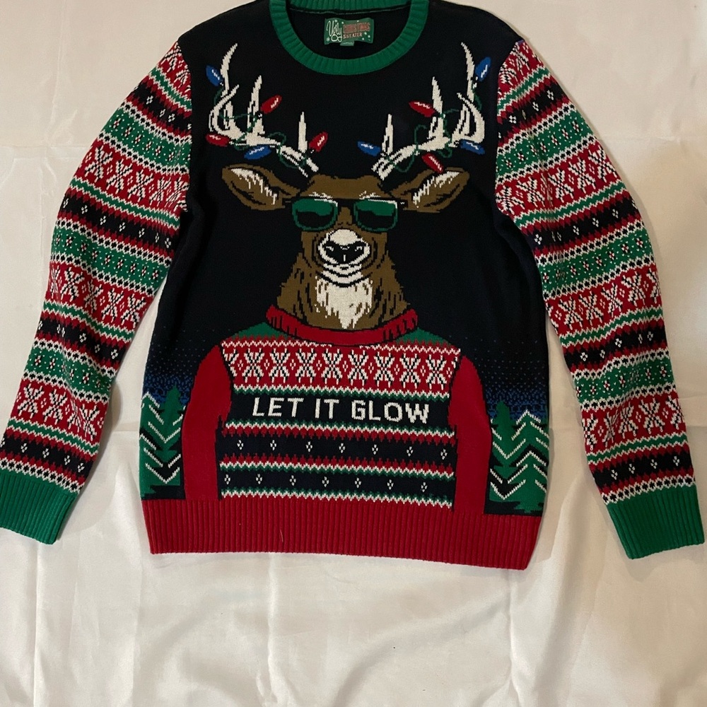 Ugly Christmas Sweater - Festive Reindeer with Lights - Picture 1 of 4